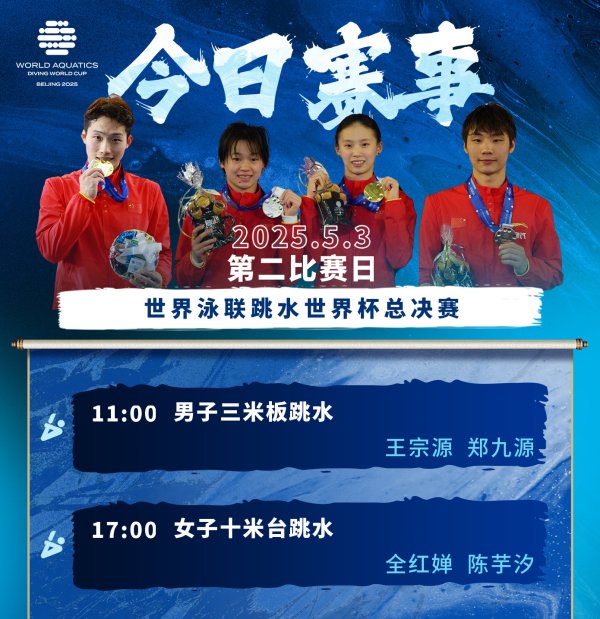 诚信-优配 跳水世界杯总决赛第二日看点：全红婵陈芋汐 “水立方” 巅峰对决