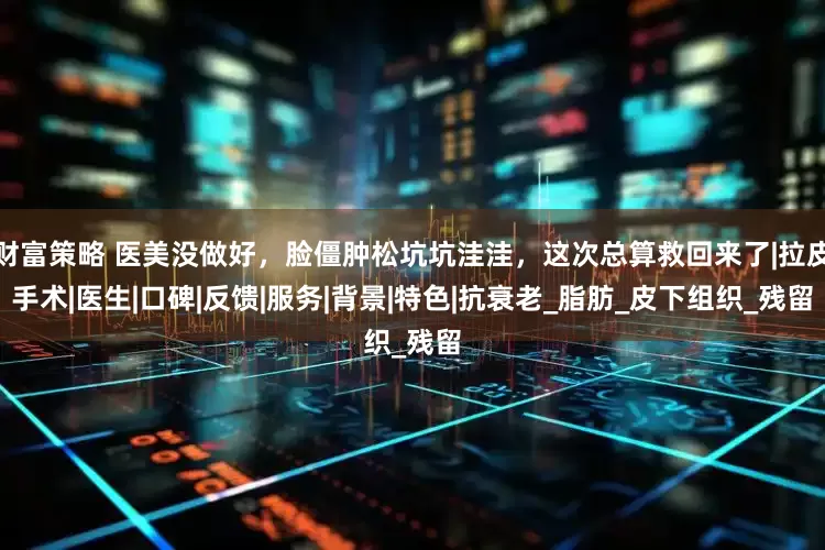 财富策略 医美没做好，脸僵肿松坑坑洼洼，这次总算救回来了|拉皮手术|医生|口碑|反馈|服务|背景|特色|抗衰老_脂肪_皮下组织_残留